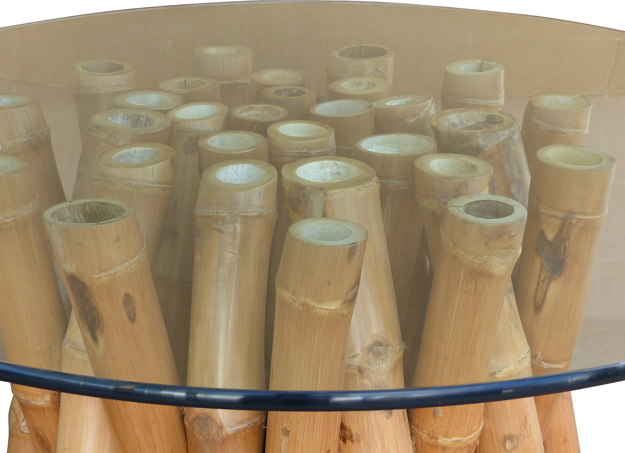 Bamboo Dining Table W/ Glass Top Modernism